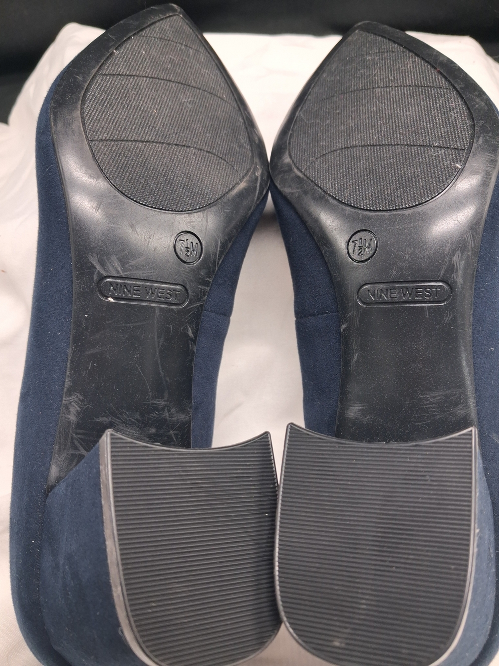 Nine West Navy Blue Suede Block Heel Pumps - Picture 5 of 5